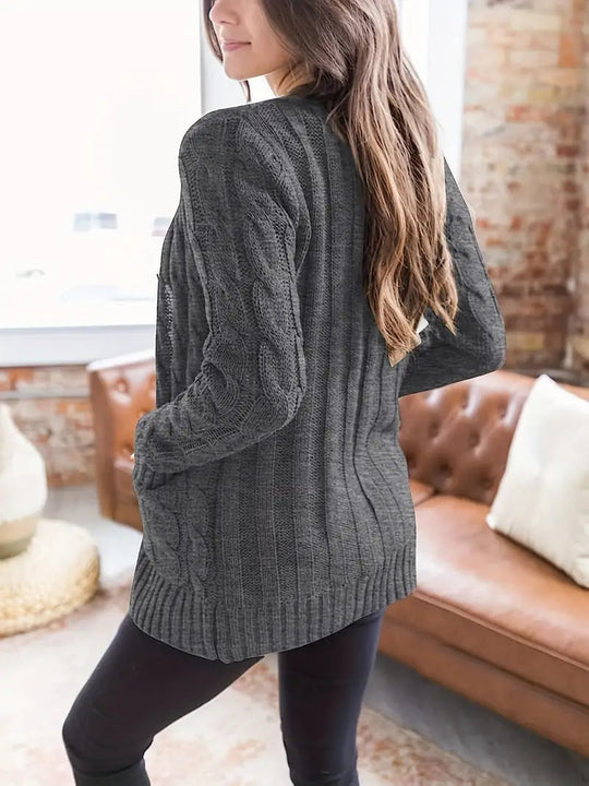 Pull Femme en Coton à Torsades Décontracté 6