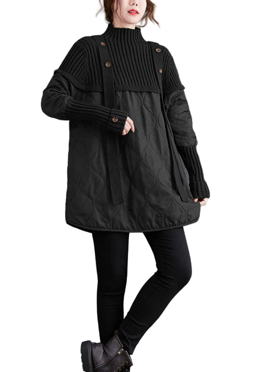 Pull Femme en Tricot Noir Patchwork 0