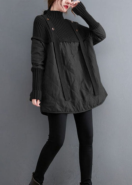 Pull Femme en Tricot Noir Patchwork 1