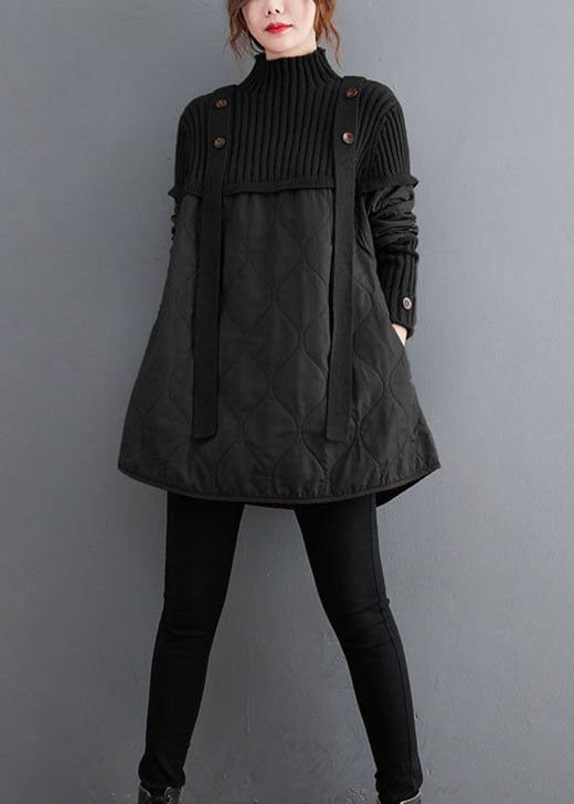 Pull Femme en Tricot Noir Patchwork 2