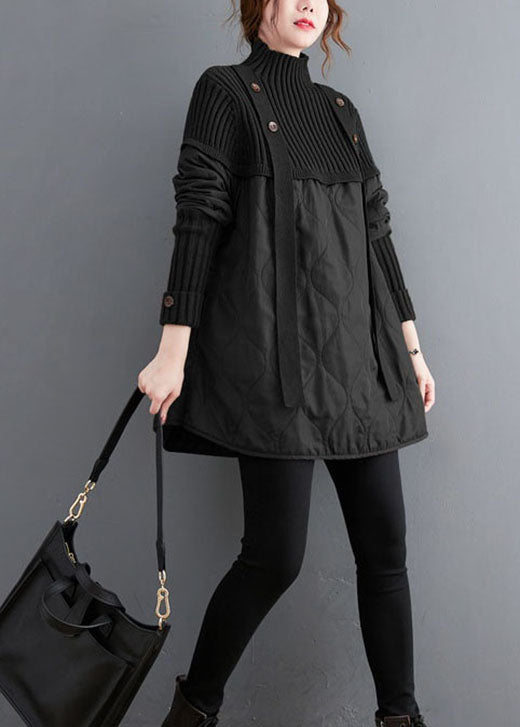 Pull Femme en Tricot Noir Patchwork 3