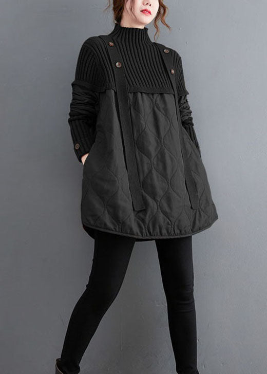 Pull Femme en Tricot Noir Patchwork 4