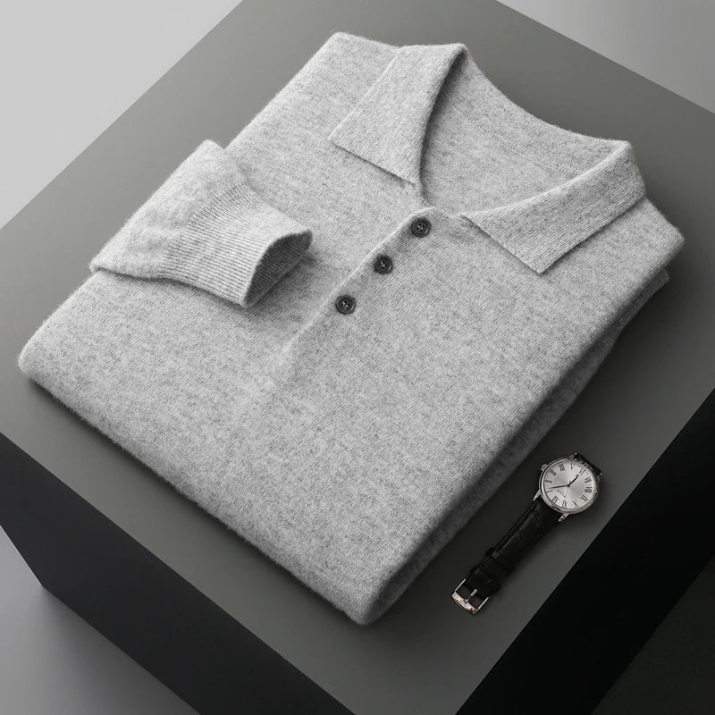 Pull Homme Cachemire Col Polo Hiver Laine Mérinos 10