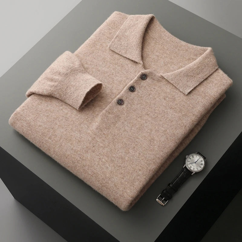 Pull Homme Cachemire Col Polo Hiver Laine Mérinos 13