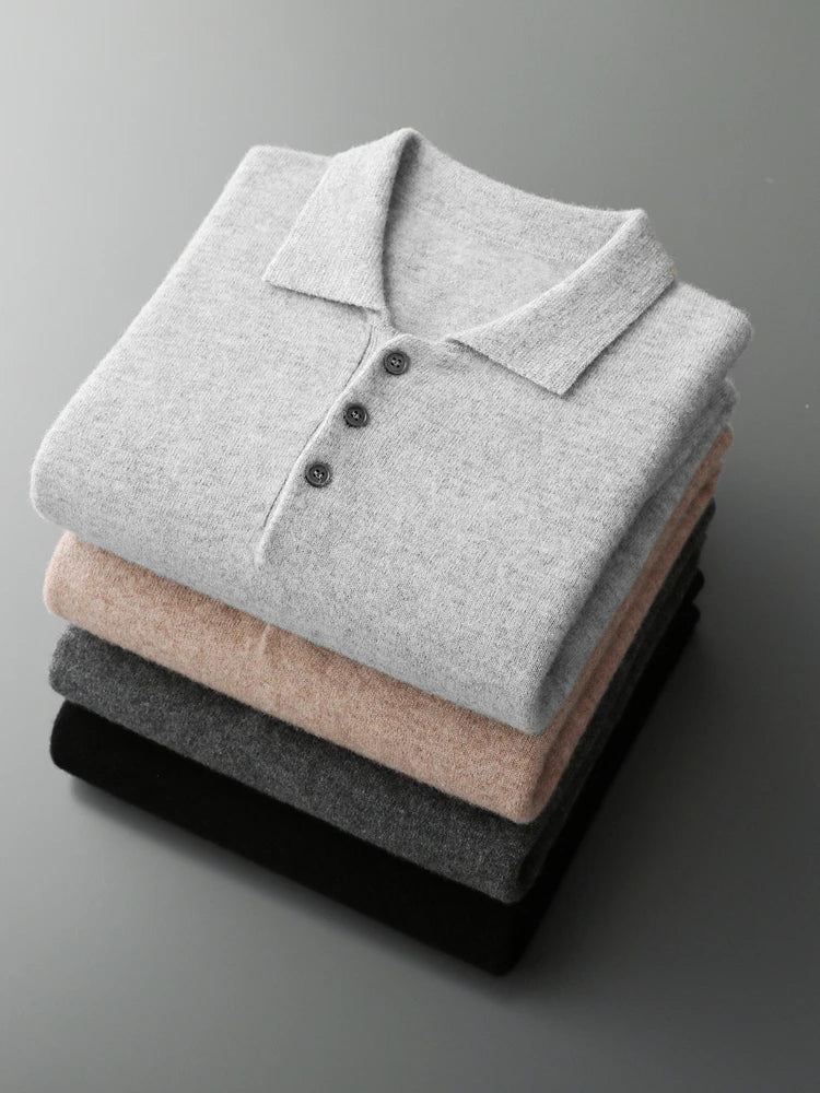 Pull Homme Cachemire Col Polo Hiver Laine Mérinos 4