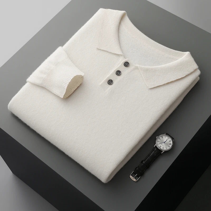 Pull Homme Cachemire Col Polo Hiver Laine Mérinos 8