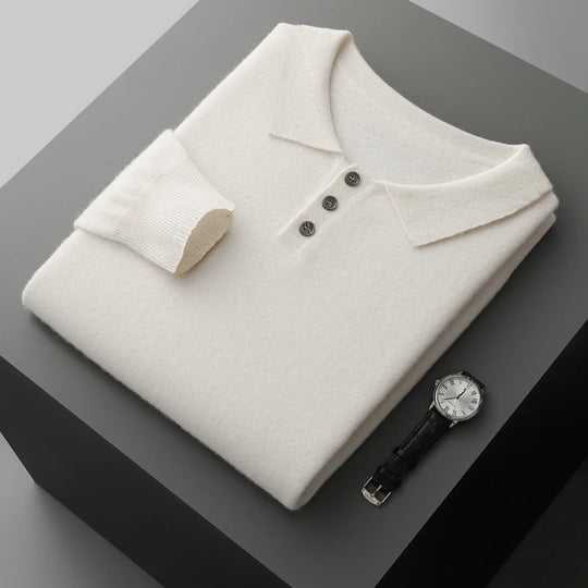 Pull Homme Cachemire Col Polo Hiver Laine Mérinos 8