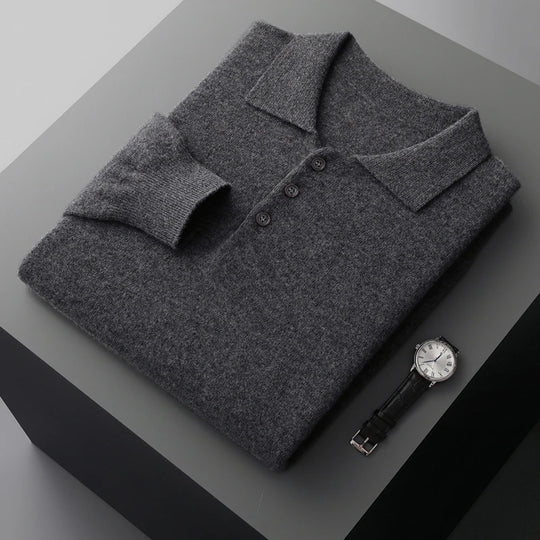 Pull Homme Cachemire Col Polo Hiver Laine Mérinos 9
