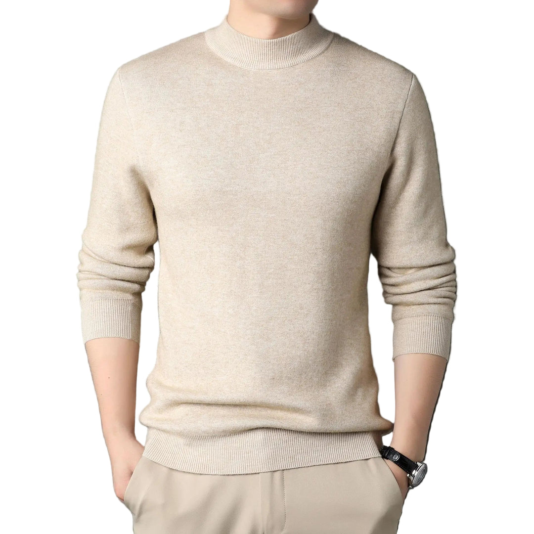 Pull Homme Col Montant Tricot Ajusté Doux 0