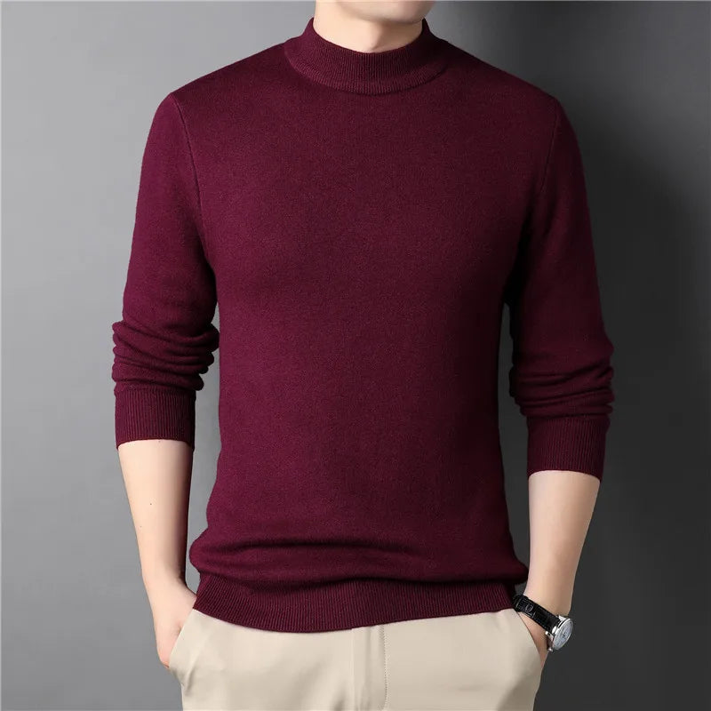Pull Homme Col Montant Tricot Ajusté Doux 2