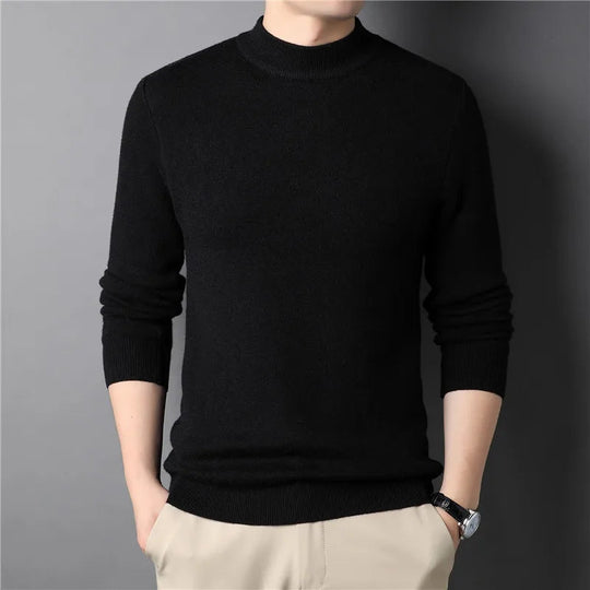 Pull Homme Col Montant Tricot Ajusté Doux 3