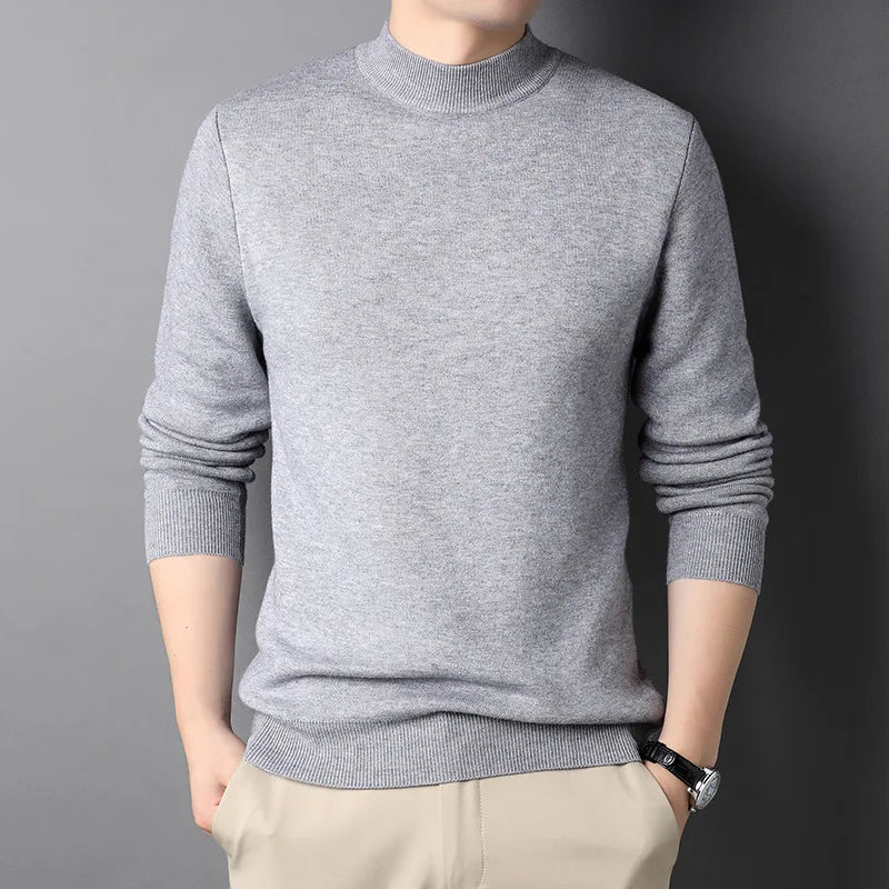 Pull Homme Col Montant Tricot Ajusté Doux 5