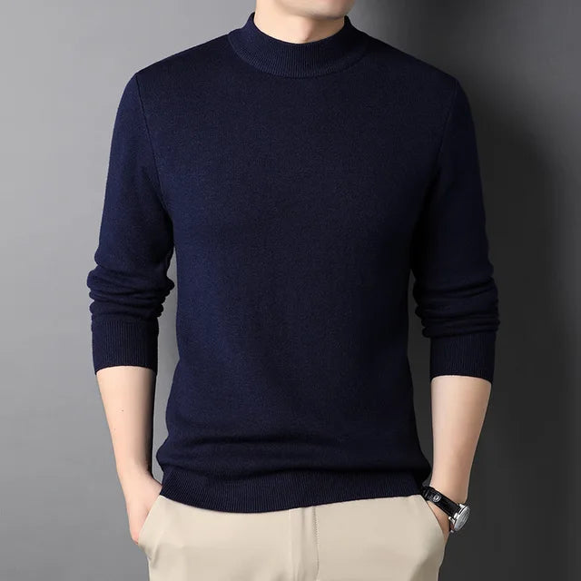 Pull Homme Col Montant Tricot Ajusté Doux 8