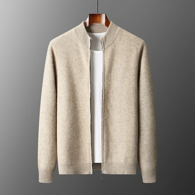 Pull Homme Col Montant Zippé Laine Mérinos Automne Hiver 0