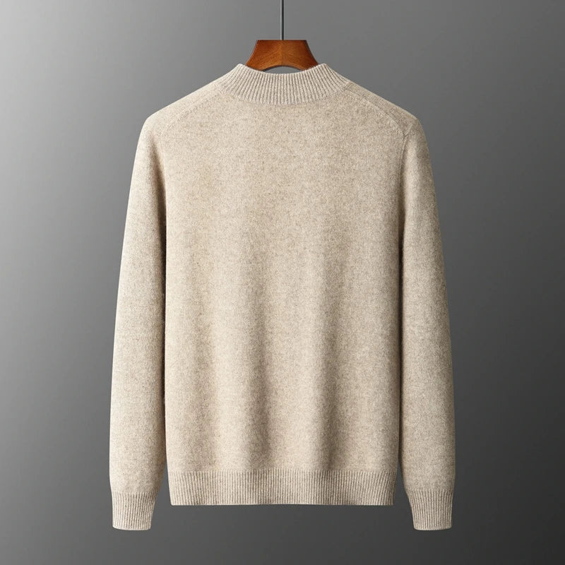 Pull Homme Col Montant Zippé Laine Mérinos Automne Hiver 1