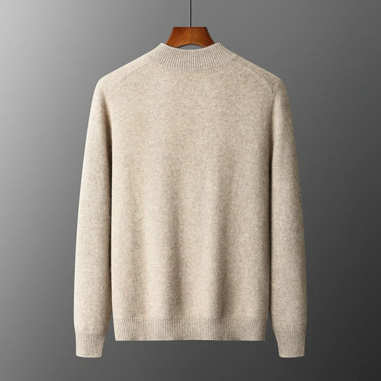 Pull Homme Col Montant Zippé Laine Mérinos Automne Hiver 1