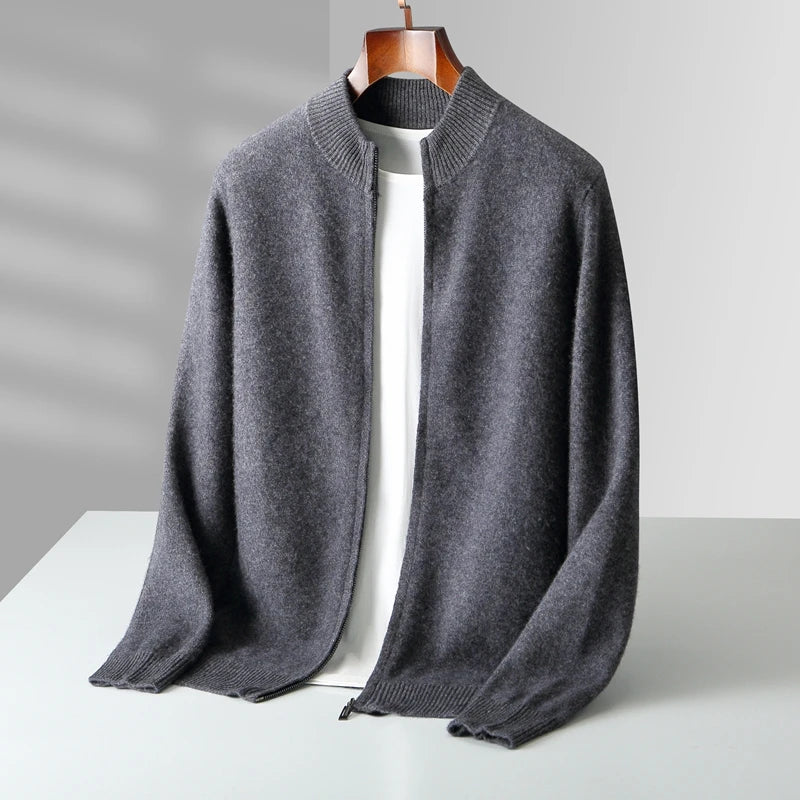 Pull Homme Col Montant Zippé Laine Mérinos Automne Hiver 3