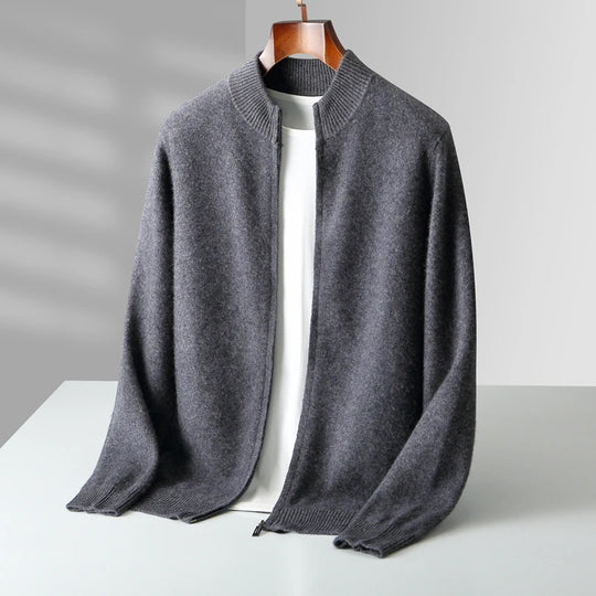 Pull Homme Col Montant Zippé Laine Mérinos Automne Hiver 3