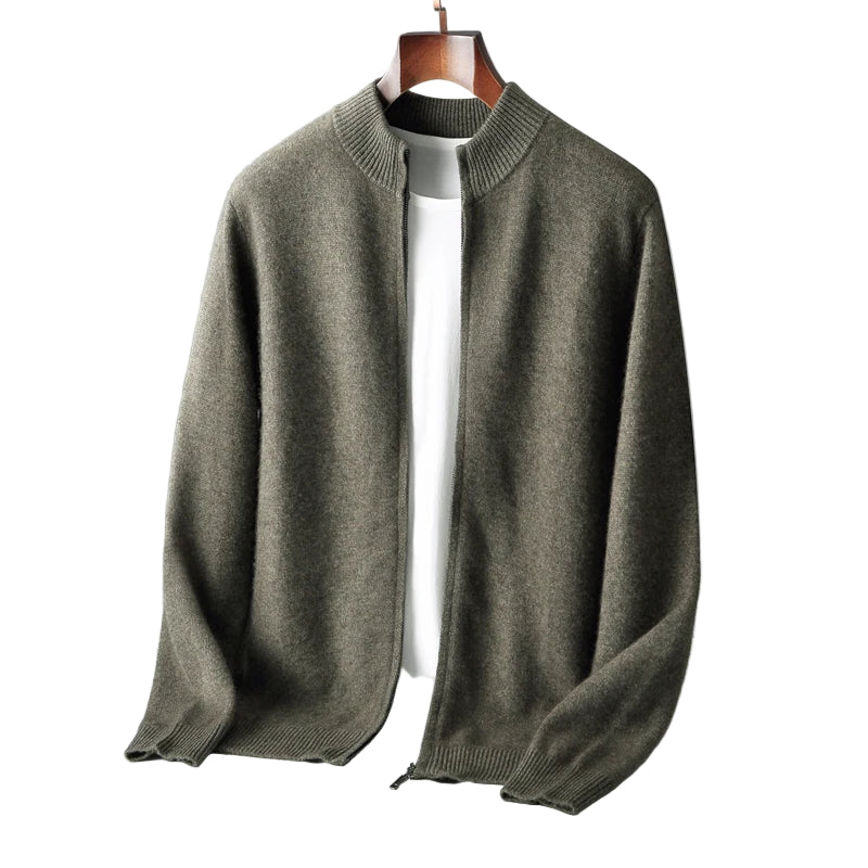 Pull Homme Col Montant Zippé Laine Mérinos Automne Hiver 4