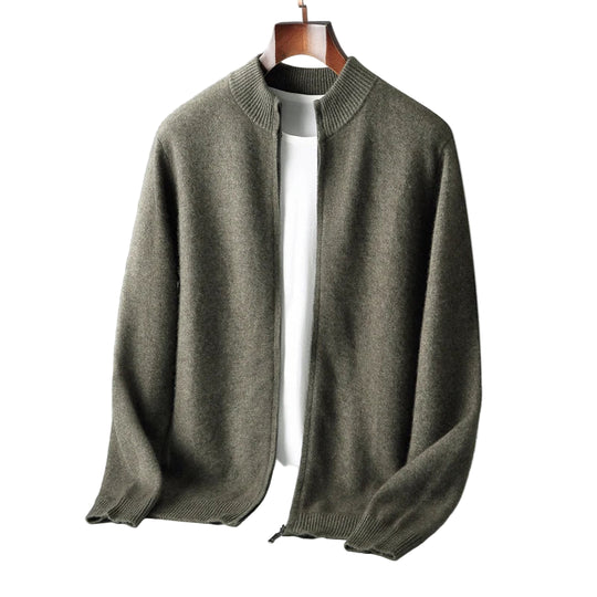 Pull Homme Col Montant Zippé Laine Mérinos Automne Hiver 4