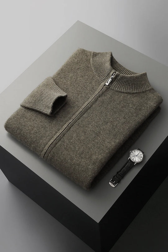 Pull Homme Col Montant Zippé Laine Mérinos Automne Hiver 6
