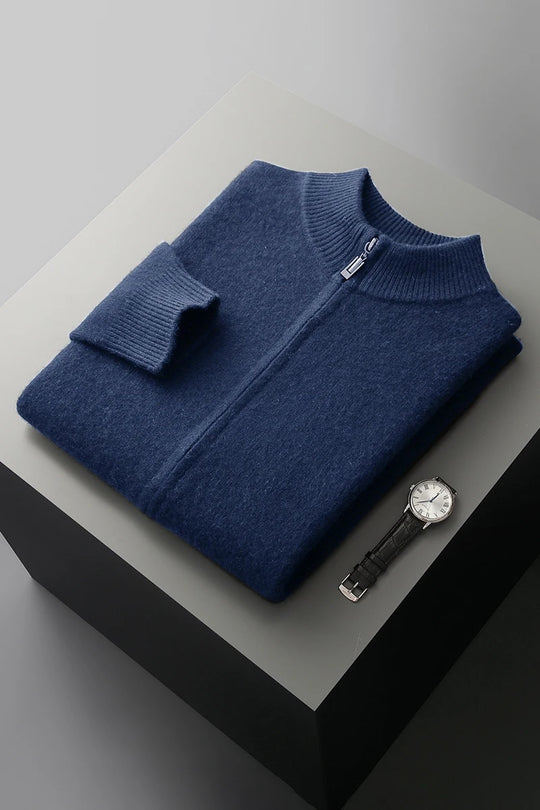 Pull Homme Col Montant Zippé Laine Mérinos Automne Hiver 7
