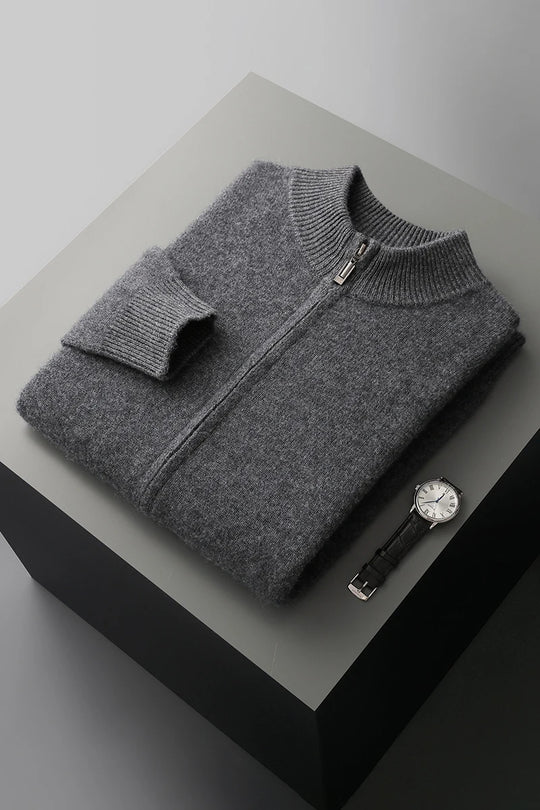 Pull Homme Col Montant Zippé Laine Mérinos Automne Hiver 8