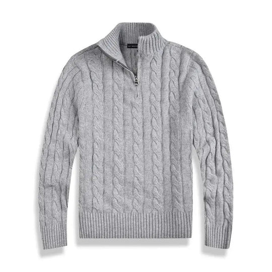 Pull Homme Col Montant avec Fermeture Éclair en Coton Doux 0