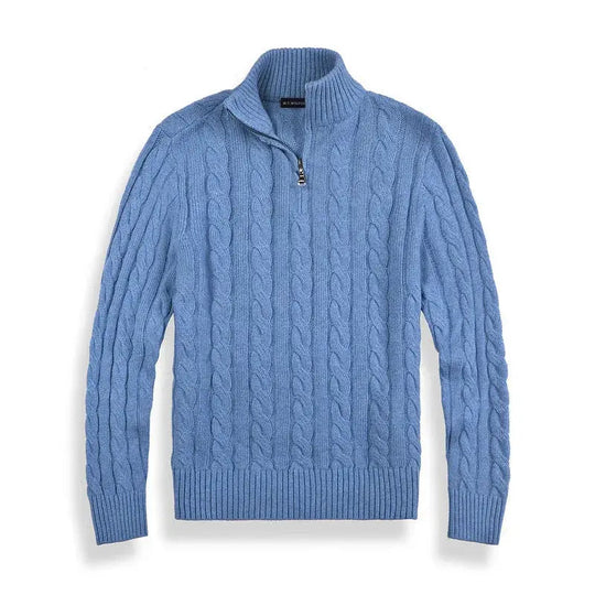 Pull Homme Col Montant avec Fermeture Éclair en Coton Doux 3