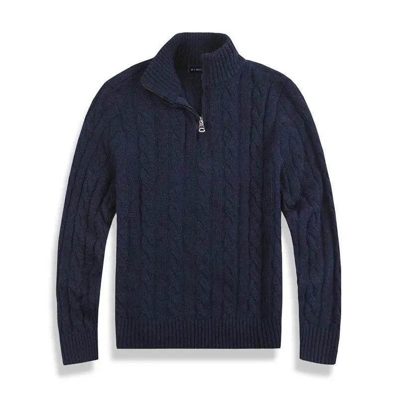 Pull Homme Col Montant avec Fermeture Éclair en Coton Doux 5