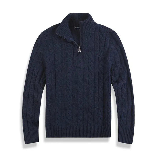 Pull Homme Col Montant avec Fermeture Éclair en Coton Doux 5