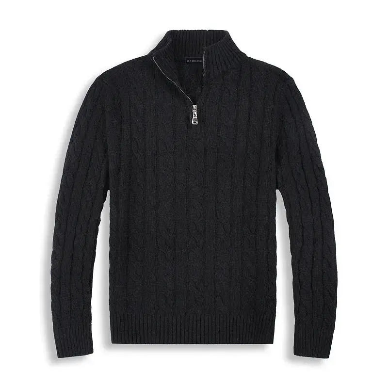 Pull Homme Col Montant avec Fermeture Éclair en Coton Doux 6
