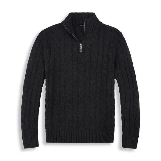 Pull Homme Col Montant avec Fermeture Éclair en Coton Doux 6