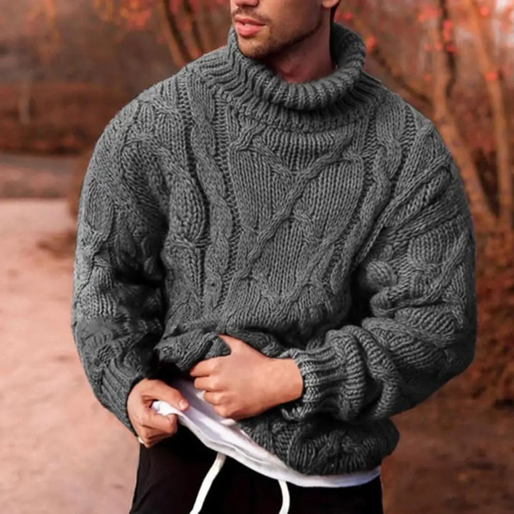 Pull Homme Col Roulé Tressé Hiver Design Unique Doux et Confortable 2