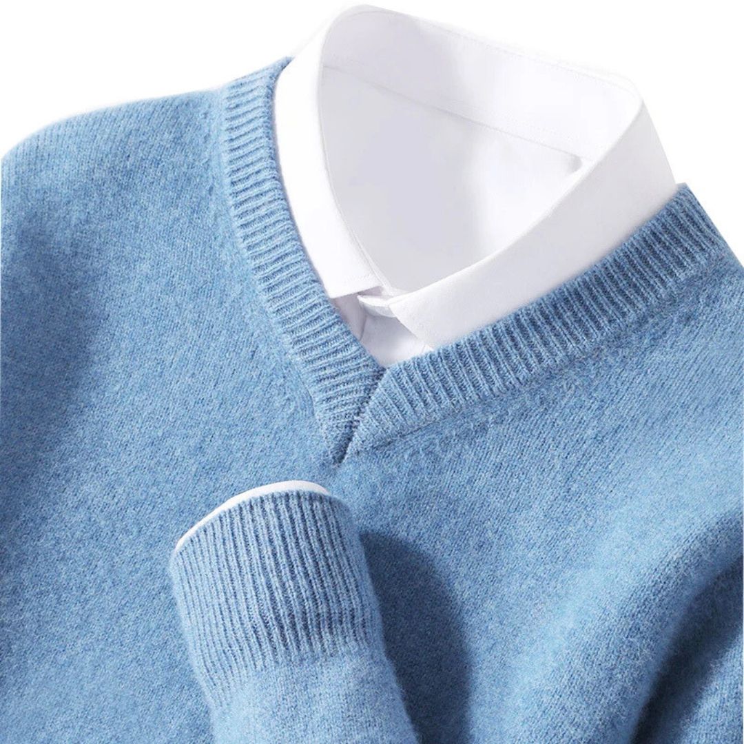 Pull Homme Col V Laine Mérinos Ultra-Douce 0