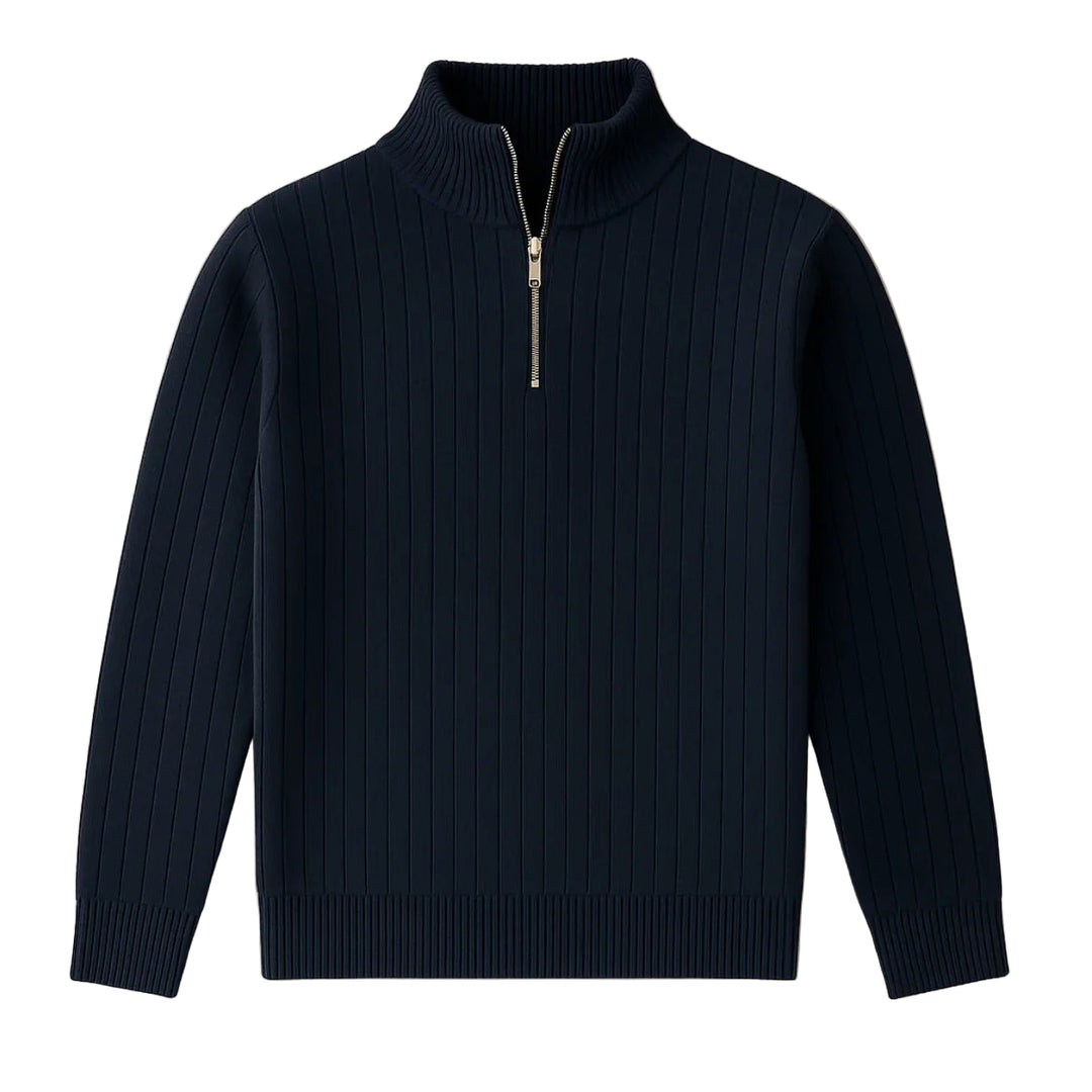 Pull Homme Côtelé à Zip Demi Moderne 0