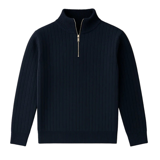 Pull Homme Côtelé à Zip Demi Moderne 0