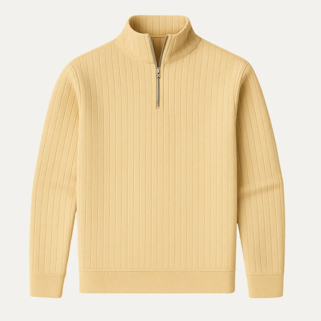 Pull Homme Côtelé à Zip Demi Moderne 1