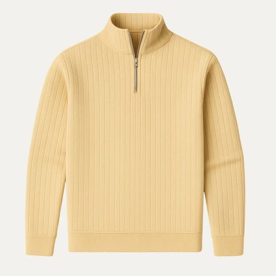 Pull Homme Côtelé à Zip Demi Moderne 1