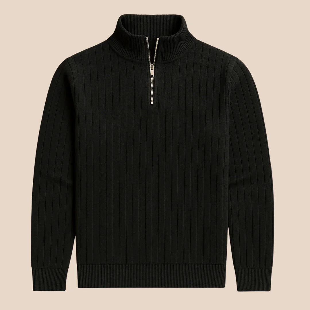 Pull Homme Côtelé à Zip Demi Moderne 5