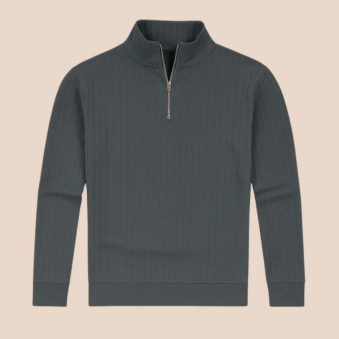 Pull Homme Côtelé à Zip Demi Moderne 6