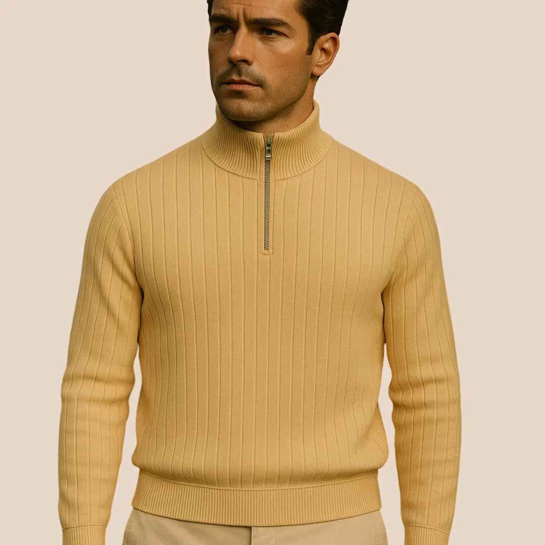 Pull Homme Côtelé à Zip Demi Moderne 8