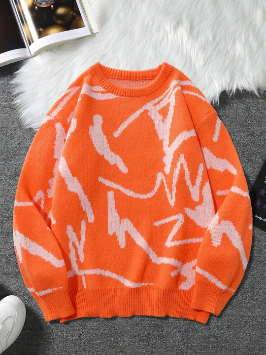 Pull Homme Décontracté à Motif Graphique Moderne 12