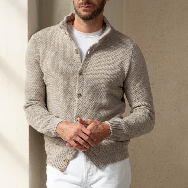 Pull Homme Hiver Maille Ajustée avec Col Châle 1