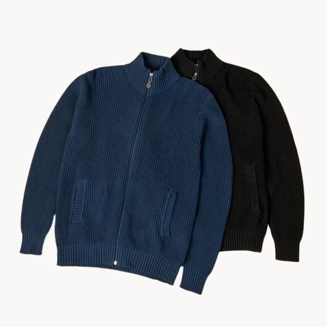 Pull Homme Hiver à Zip avec Texture Côtelée et Rayures Surélevées 6