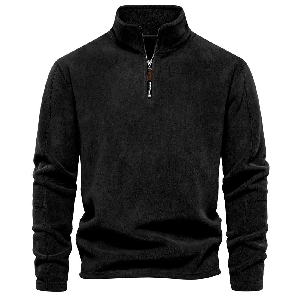 Pull Over Homme Fleece Décontracté Col Rabattu Manches Longues 0