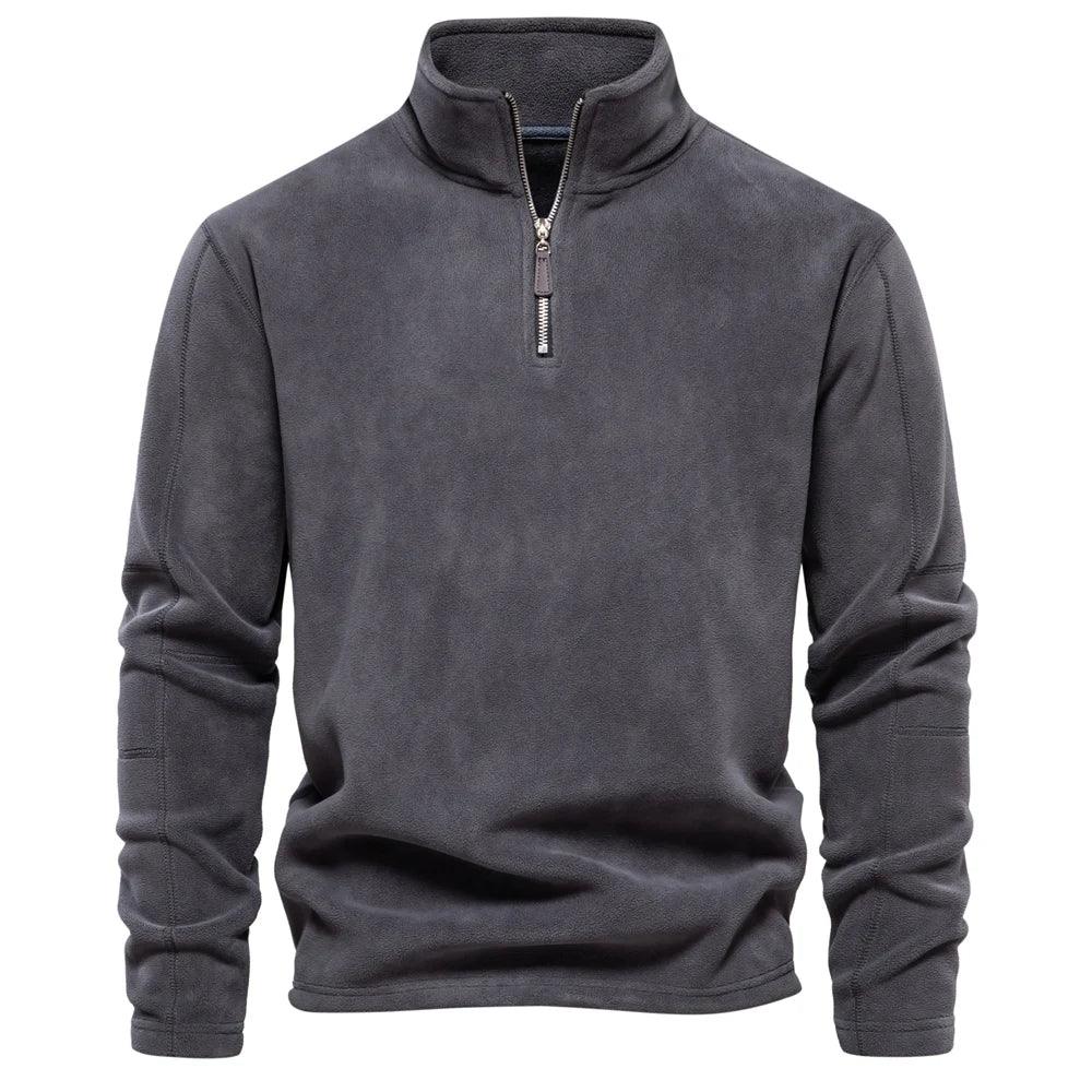 Pull Over Homme Fleece Décontracté Col Rabattu Manches Longues 1