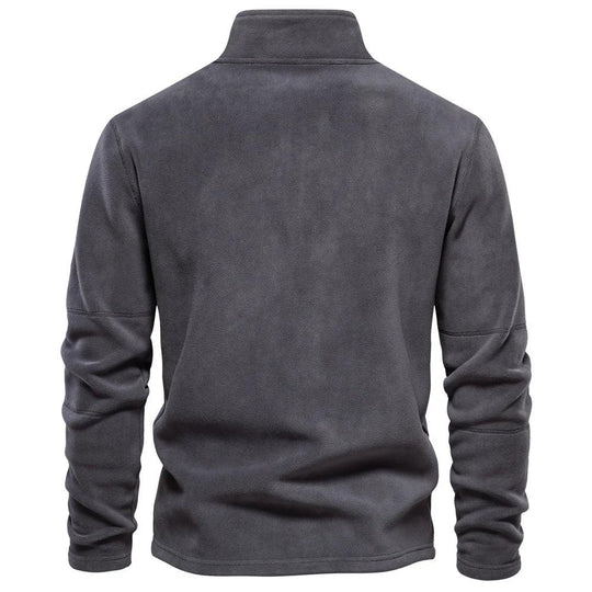 Pull Over Homme Fleece Décontracté Col Rabattu Manches Longues 2