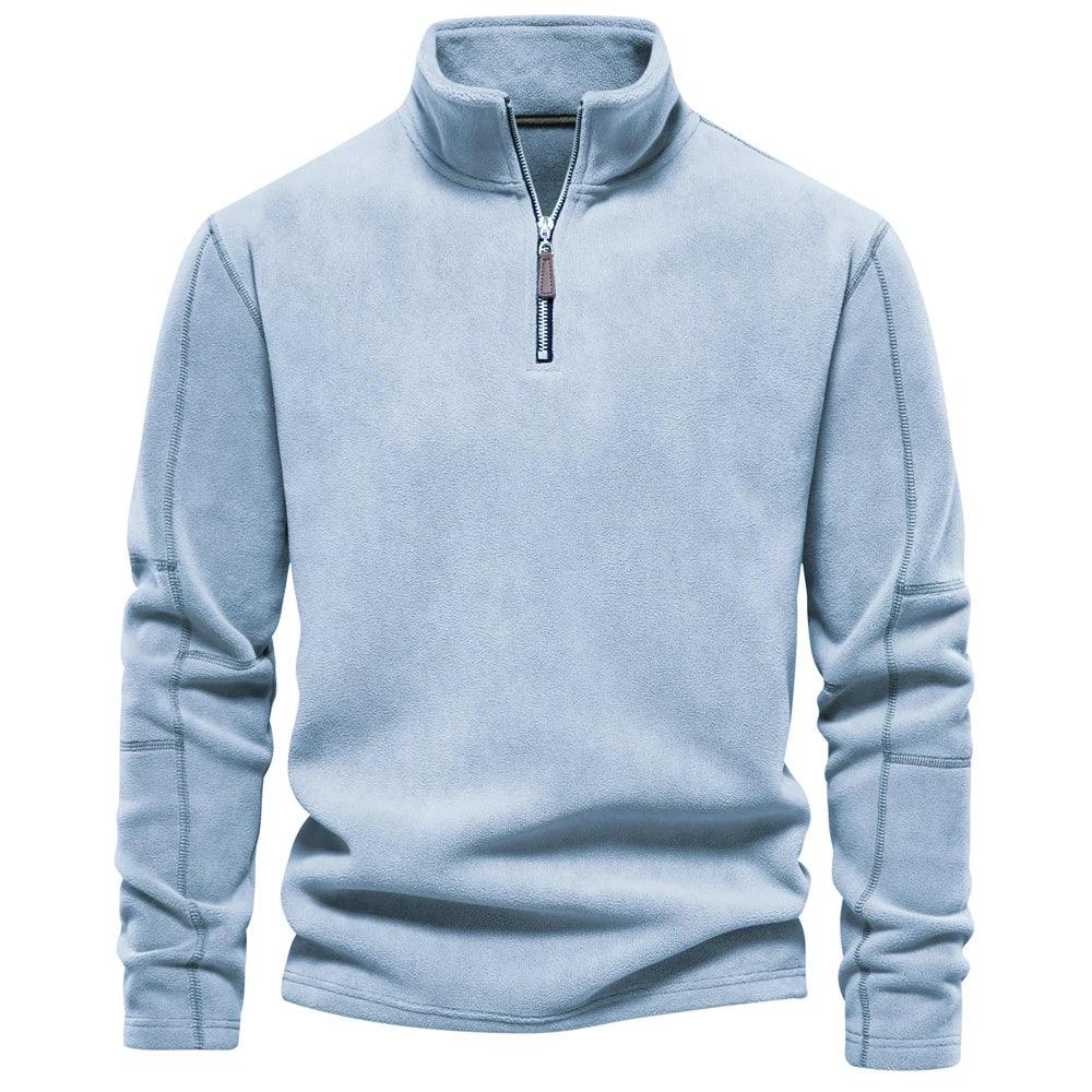Pull Over Homme Fleece Décontracté Col Rabattu Manches Longues 6