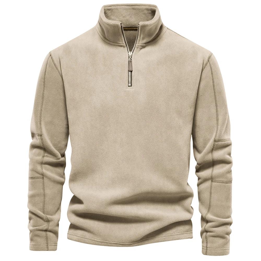 Pull Over Homme Fleece Décontracté Col Rabattu Manches Longues 9